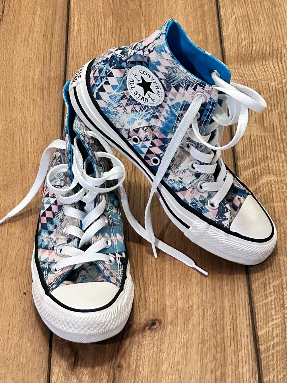 Converse Chuck Taylor High Top Sneakers  Geometric Faded Cream Teal Pink W Sz 5
